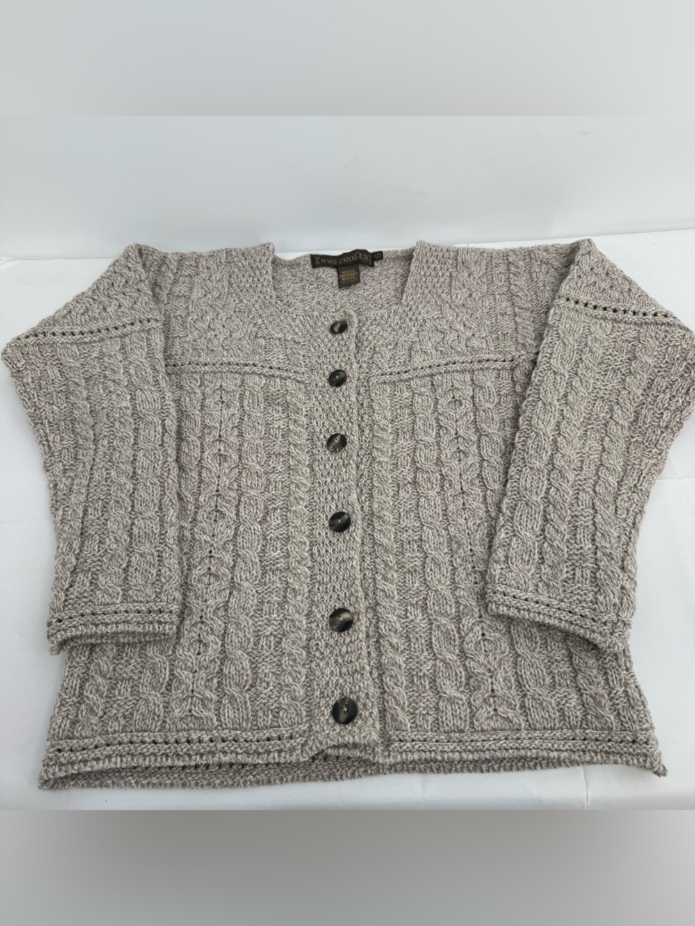 Inis Crafts Cardigan Sweater Women S Merino Wool Cable Knit Ireland Heritage